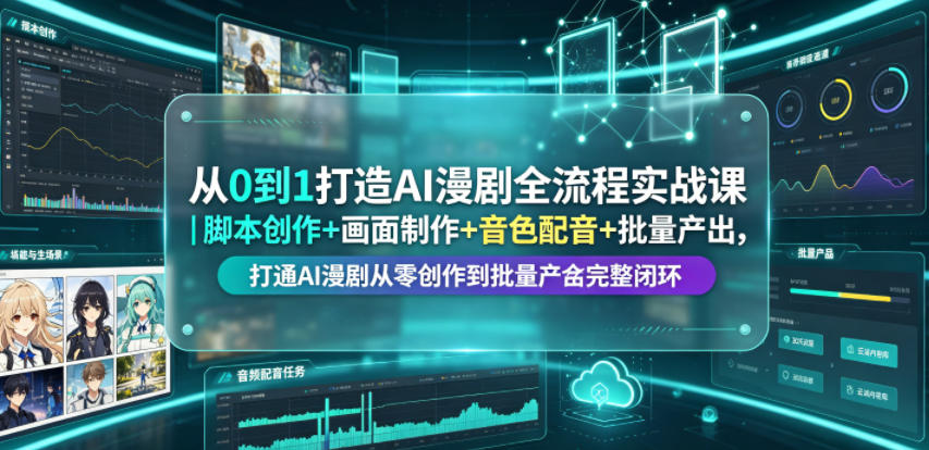 从0到1打造AI漫剧全流程实战课|脚本创作+画面制作+音色配音+批量产出,打通AI漫剧从零创作到批量量产完整闭环-皮皮网创