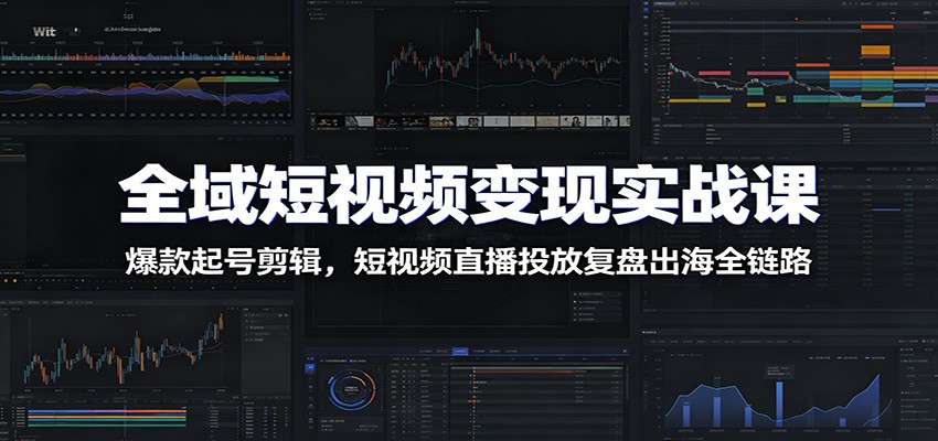 全域短视频变现实战课:爆款起号剪辑,短视频直播投放复盘出海全链路-皮皮网创