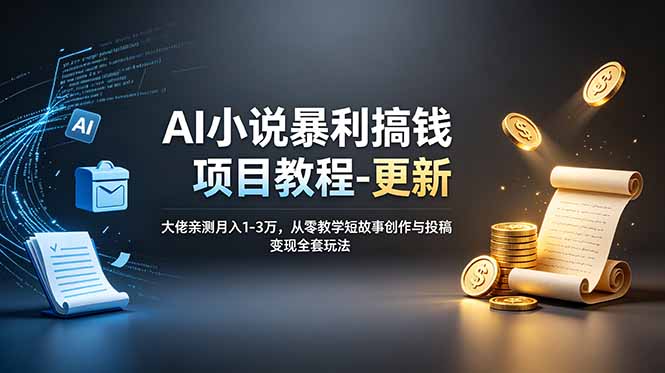 AI小说暴利搞钱项目教程-更新，大佬亲测月入1-3万，从零教学短故事创作与投稿变现全套玩法-皮皮网创