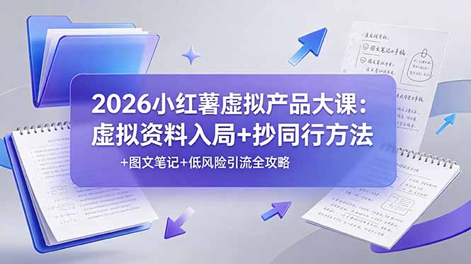2026小红薯虚拟产品大课：虚拟资料入局+抄同行方法+图文笔记+低风险引流全攻略-皮皮网创