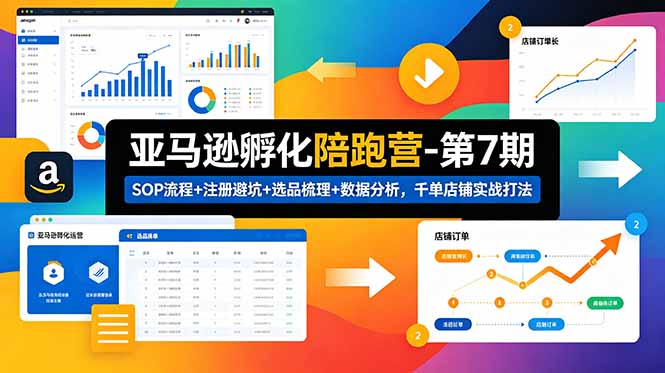 亚马逊孵化陪跑营-第7期：SOP流程+注册避坑+选品梳理+数据分析，千单店铺实战打法(更新0625-皮皮网创