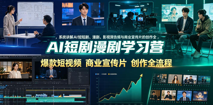 AI短剧漫剧学习营，系统讲解AI短剧、漫剧、影视预告片、爆款短视频与商业宣传片的创作全流程-皮皮网创