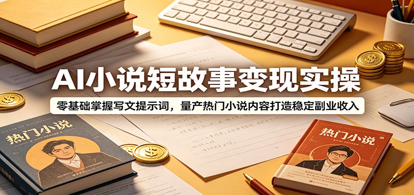 AI小说短故事变现实操：零基础掌握写文提示词，量产热门小说内容打造稳定副业收入-皮皮网创
