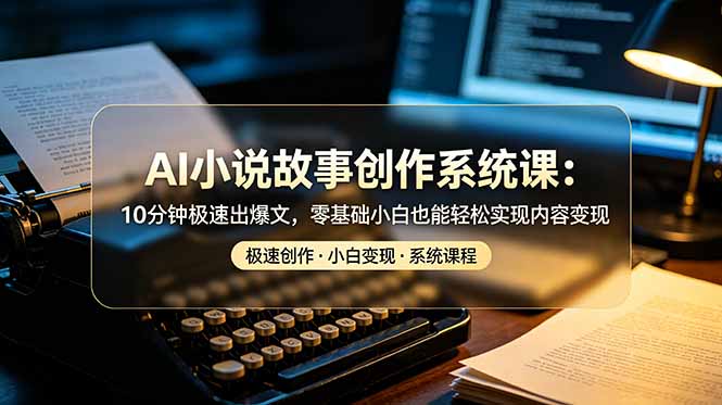 AI小说故事创作系统课：10分钟极速出爆文，零基础小白也能轻松实现内容变现-皮皮网创