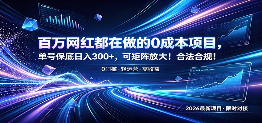 百万网红都在做的0成本项目，单号保底日入300+，可矩阵放大！合法合规！-皮皮网创