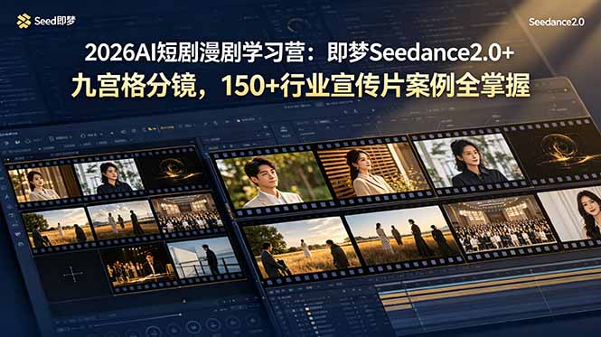 2026AI短剧漫剧学习营：即梦Seedance2.0+九宫格分镜，150+行业宣传片案例全掌握-皮皮网创