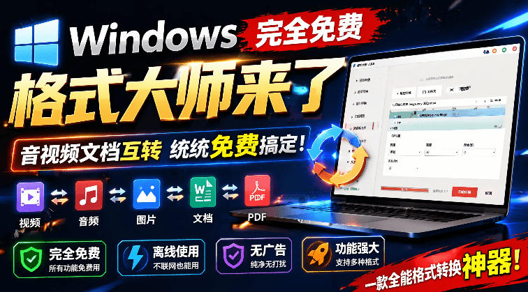 Windows完全免费格式大师来了，音视频文档互转统统免费搞定！免费无广，离线使用格式大师-皮皮网创