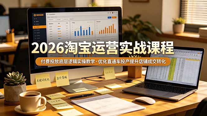 2026 淘宝运营实战课程，付费投放底层逻辑实操教学，优化直通车投产提升店铺成交转化-皮皮网创