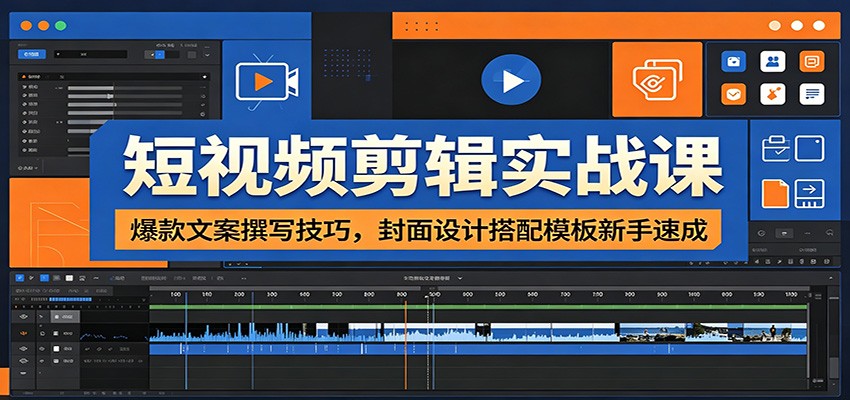 短视频剪辑实战课：爆款文案撰写技巧，封面设计搭配模板新手速成-皮皮网创