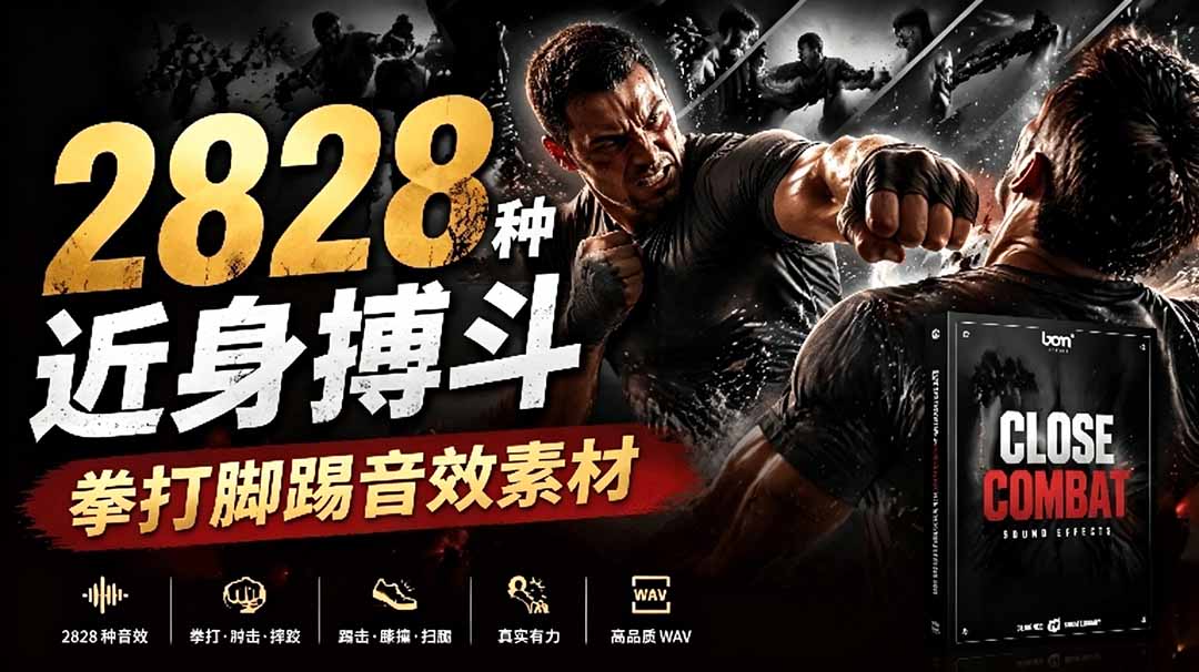 宝藏级别音效！2828种近身搏斗拳打脚踢音效素材，全部中文分类，免解压使用  Close Combat-皮皮网创