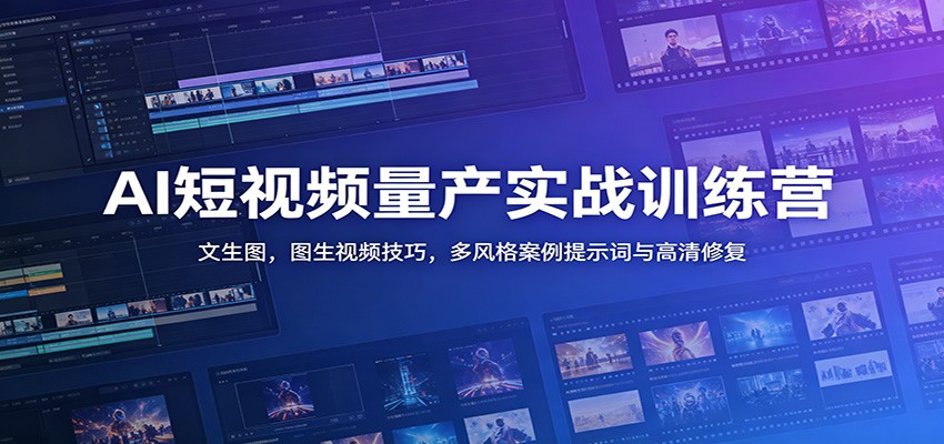 AI短视频量产实战训练营：文生图，图生视频技巧，多风格案例提示词与高清修复-皮皮网创