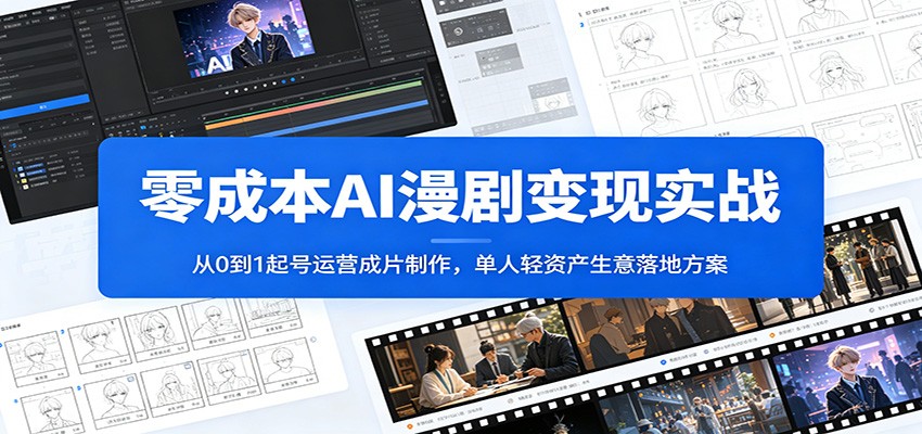 零成本AI漫剧变现实战：从0到1起号运营成片制作，单人轻资产生意落地方案-皮皮网创