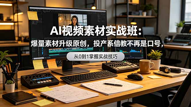 AI视频素材实战班：爆量素材升级原创，投产翻倍不再是口号，0-1系统教学实战落地-皮皮网创