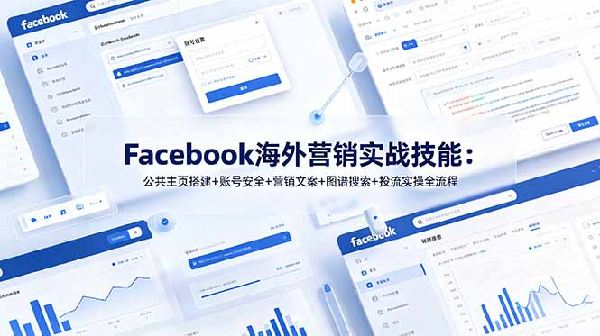 Facebook海外营销实战技能：公共主页搭建+账号安全+营销文案+图谱搜索+投流实操全流程-皮皮网创