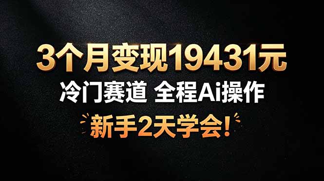 3个月变现19431元，冷门赛道 全程Ai操作，新手2天学会！-皮皮网创