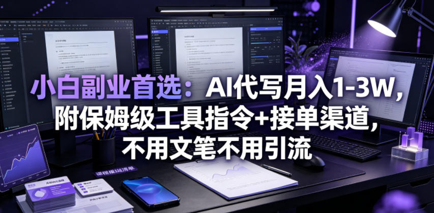 小白副业首选：AI代写月入1-3W，附保姆级工具指令+接单渠道，不用文笔不用引流【揭秘】-皮皮网创