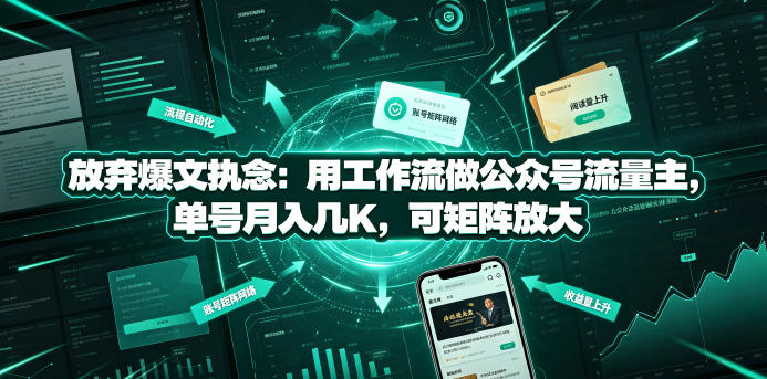 放弃爆文执念：用工作流做公众号流量主，单号月入几K，可矩阵放大-皮皮网创