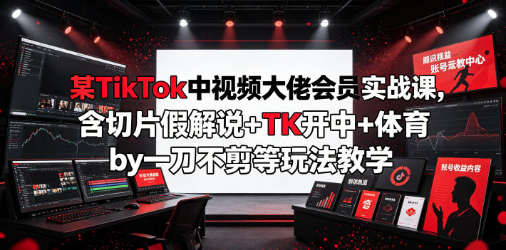 某TikTok中视频大佬会员实战课，含切片假解说+TK开中+体育by一刀不剪等玩法教学-皮皮网创