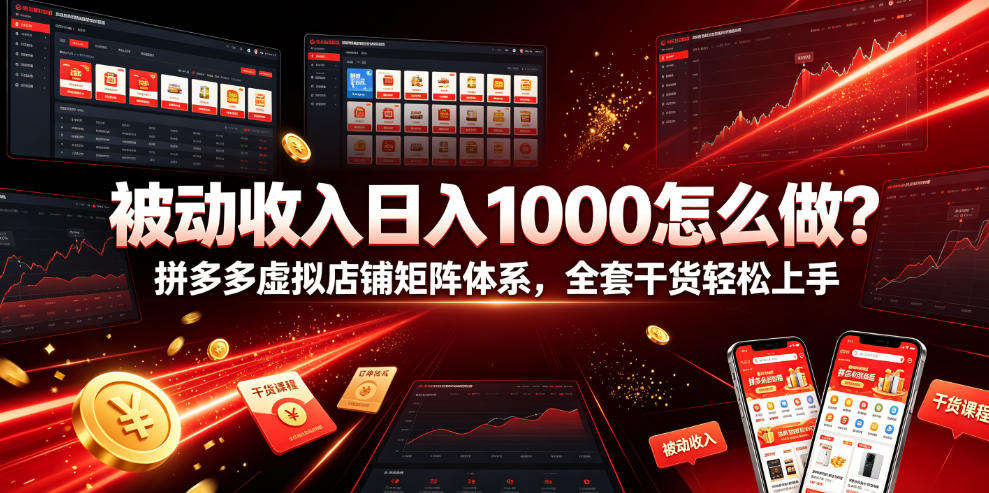 被动收入日入1000怎么做？拼多多虚拟店铺矩阵体系，全套干货轻松上手【揭秘】-皮皮网创
