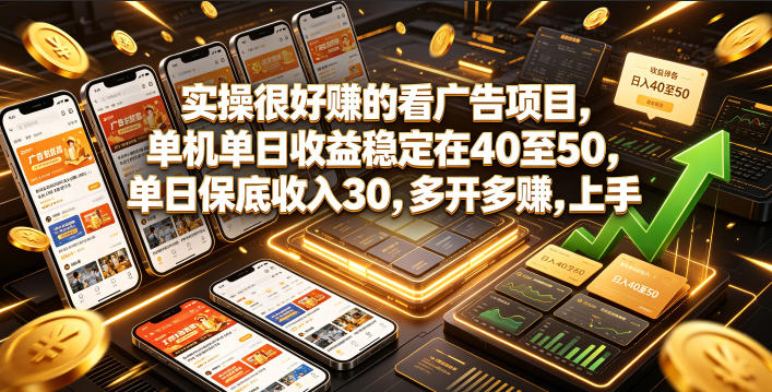 实操很好賺的看广告项目，单机单日收益稳定在40至50，单日保底收入30，多开多賺，上手就能变现【揭秘】-皮皮网创