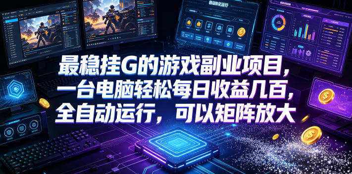最稳挂G的游戏副业项目，一台电脑轻松每日收益几百，全自动运行，可以矩阵放大【揭秘】-皮皮网创