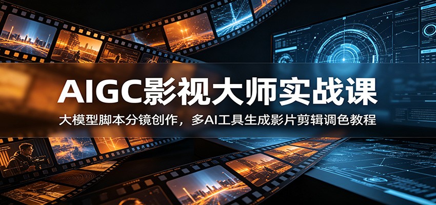 AIGC影视大师实战课：大模型脚本分镜创作，多AI工具生成影片剪辑调色教程-皮皮网创