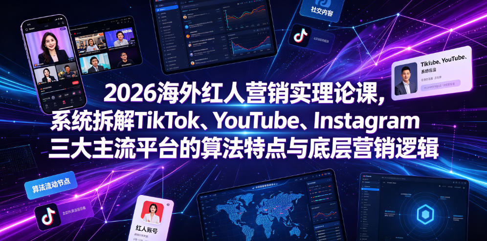 2026海外红人营销实理论课,系统拆解TikTok、YouTube、Instagram三大主流平台的算法特点与底层营销逻辑-皮皮网创