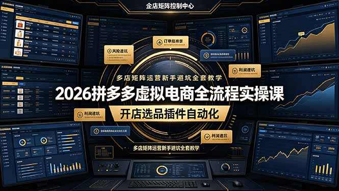 2026拼多多虚拟电商全流程实操课，开店选品插件自动化，多店矩阵运营新手避坑全套教学-皮皮网创