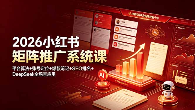 2026小红书矩阵推广系统课:平台算法+账号定位+爆款笔记+SEO排名+DeepSeek全场景应用-皮皮网创