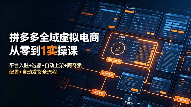拼多多全域虚拟电商从零到1实操课:平台入驻+选品+自动上架+阿奇索配置+自动发货全流程-皮皮网创