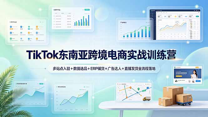 TikTok东南亚跨境电商实战训练营：多站点入驻+数据选品+ERP铺货+广告达人+直播发货全流程落地-皮皮网创
