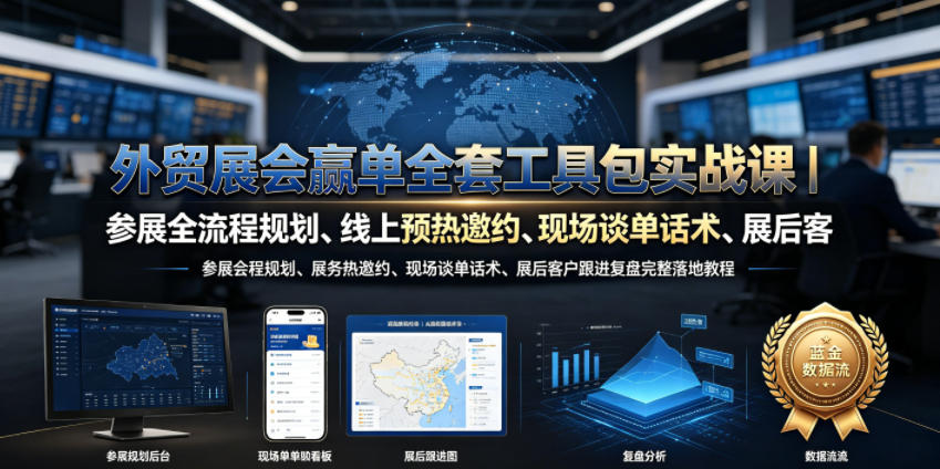 外贸展会赢单全套工具包实战课｜参展全流程规划、线上预热邀约、现场谈单话术、展后客户跟进复盘完整落地教程-皮皮网创