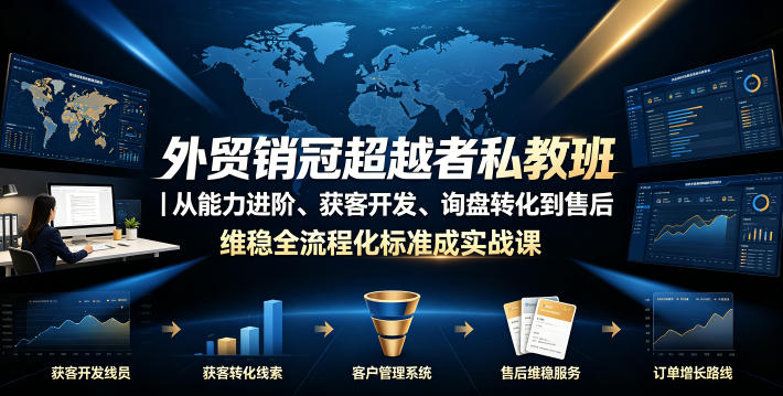 外贸销冠超越者私教班|从能力进阶、获客开发、询盘转化到售后维稳全流程标准化成交实战课-皮皮网创