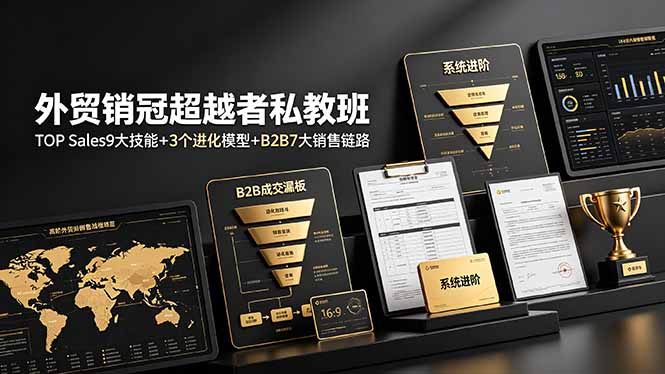 外贸销冠超越者私教班：TOP Sales9大技能+3个进化模型+B2B7大销售链路，系统进阶-皮皮网创