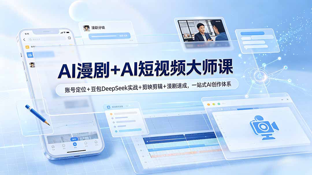 AI漫剧+AI短视频大师课：账号定位+豆包DeepSeek实战+剪映剪辑+漫剧速成，一站式AI创作体系-皮皮网创