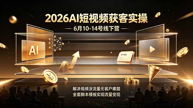 2026AI短视频获客实操6月10-14号线下营,解决视频没流量无客户难题,全套脚本模板实现流量变现-皮皮网创