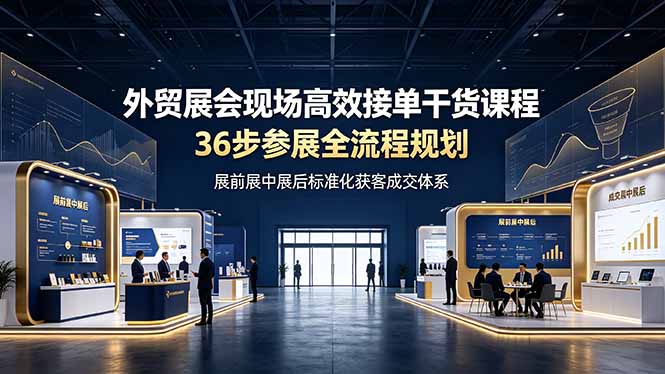 外贸展会现场高效接单干货课程，36步参展全流程规划，展前展中展后标准化获客成交体系-皮皮网创