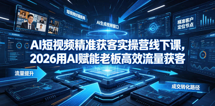 AI短视频精准获客实操营6月10-14号线下课,2026用AI赋能老板高效流量获客-皮皮网创