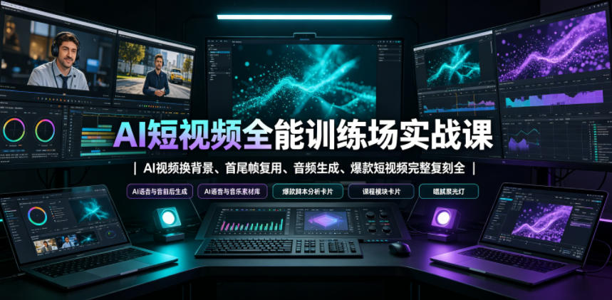 AI短视频全能训练场实战课|AI视频换背景、首尾帧复用、音频生成、爆款短视频完整复刻全套实操教学-皮皮网创