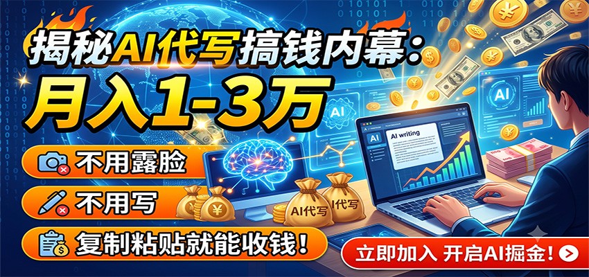 揭秘AI代写搞钱内幕：月入1-3万，不用露脸不用写，复制粘贴就能收钱！-皮皮网创