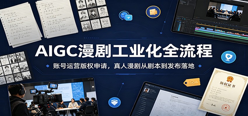 AIGC漫剧工业化全流程：账号运营版权申请，真人漫剧从剧本到发布落地-皮皮网创