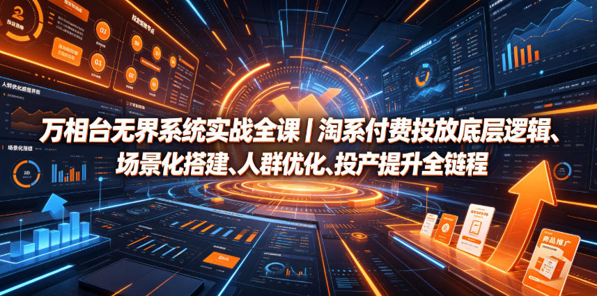 万相台无界系统实战全课|淘系付费投放底层逻辑、场景化搭建、人群优化、投产提升全链路运营教程-皮皮网创