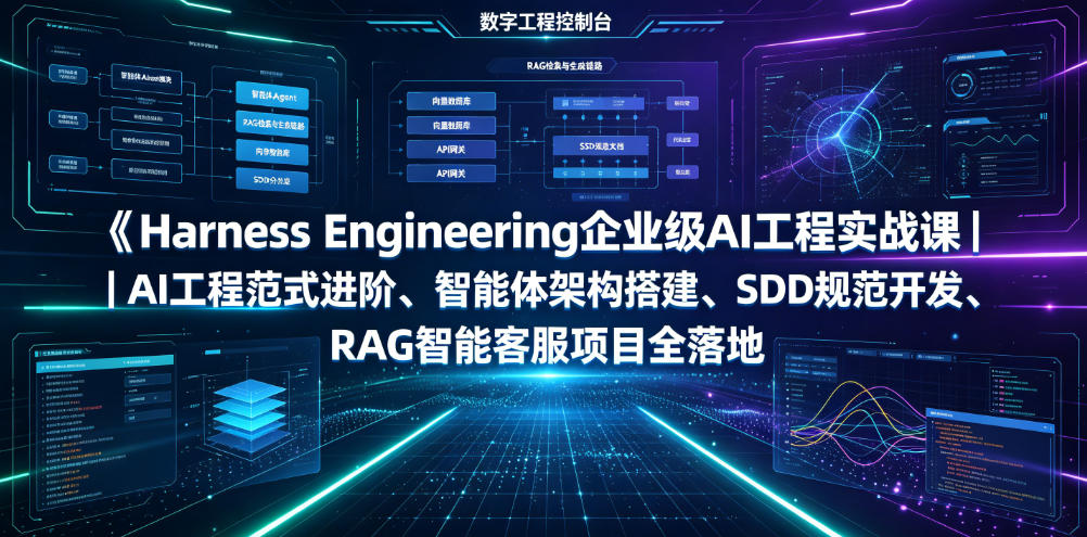 Harness Engineering企业级AI工程实战课|AI工程范式进阶、智能体架构搭建、SDD规范开发、RAG智能客服项目全落地-皮皮网创