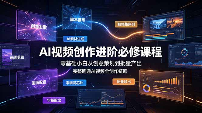 AI视频创作进阶必修课程:零基础小白从创意策划到批量产出,完整跑通AI视频全创作链路-皮皮网创