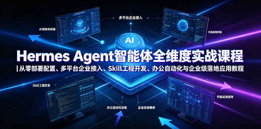Hermes Agent智能体全维度实战课程|从零部署配置、多平台企业接入、Skill工程开发、办公自动化与企业级落地应用教程-皮皮网创