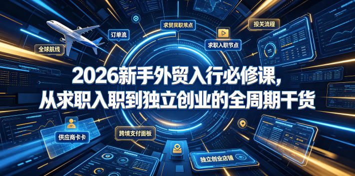 2026新手外贸入行必修课，从求职入职到独立创业的全周期干货-皮皮网创