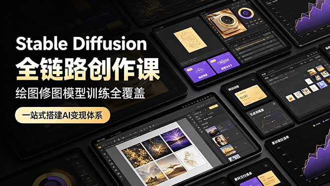 Stable Diffusion全链路创作课，绘图修图模型训练全覆盖，一站式搭建AI变现体系-皮皮网创