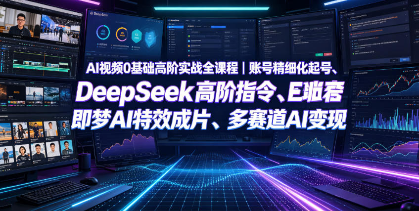 AI视频0基础高阶实战全课程｜账号精细化起号、DeepSeek高阶指令、即梦AI特效成片、多赛道AI短视频量产变现-皮皮网创