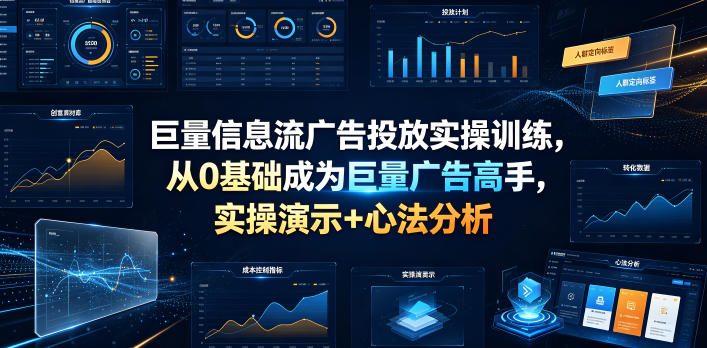 巨量信息流广告投放实操训练,从0基础成为巨量广告高手,实操演示+心法分析-皮皮网创