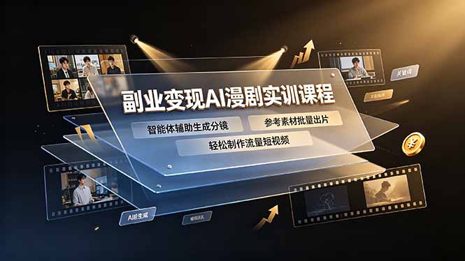 副业变现AI漫剧实训课程,智能体辅助生成分镜,参考素材批量出片,轻松制作流量短视频-皮皮网创